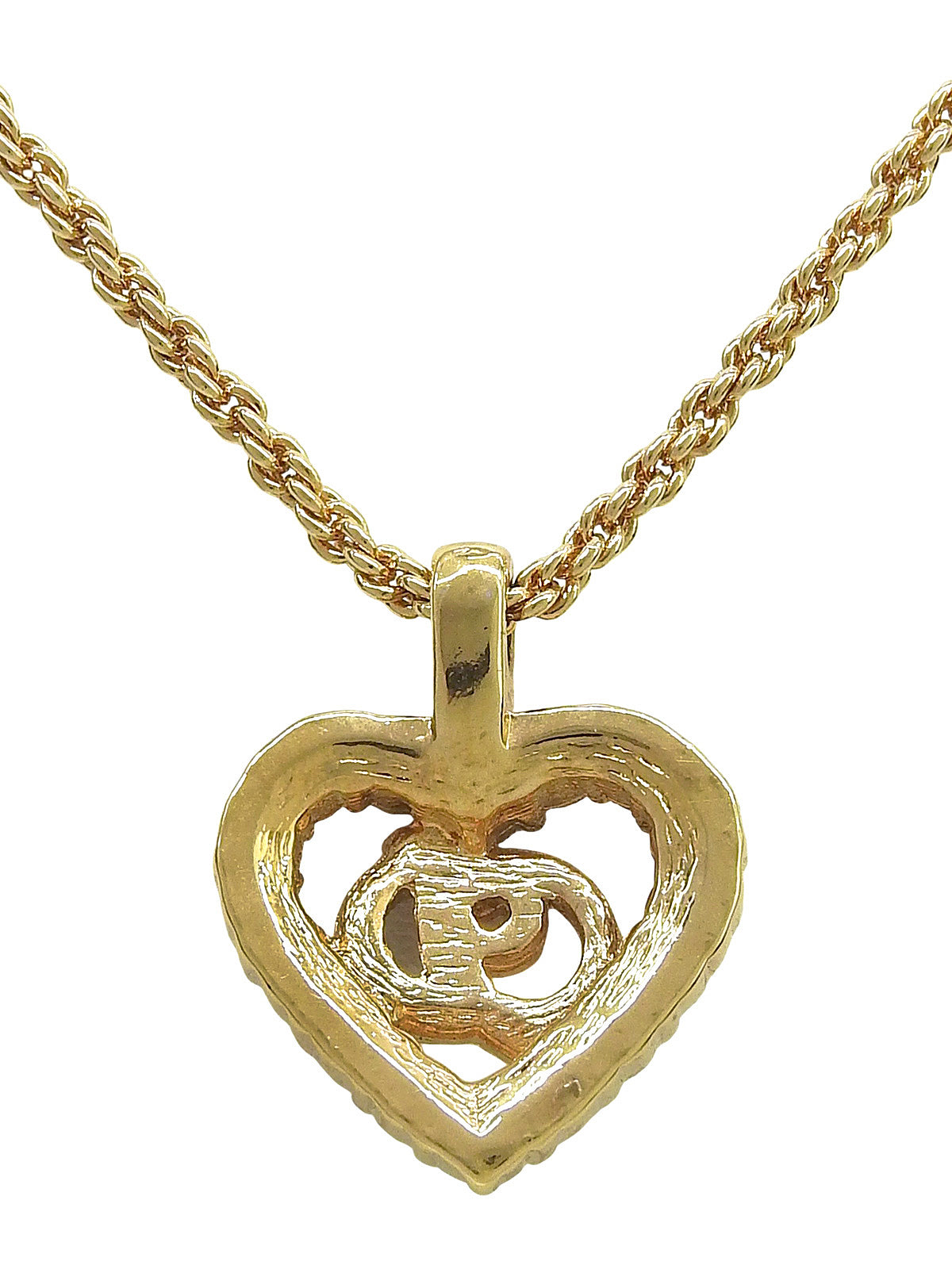 Rhinestone Heart Cutout Logo Necklace Gold