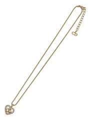 Rhinestone Heart Cutout Logo Necklace Gold