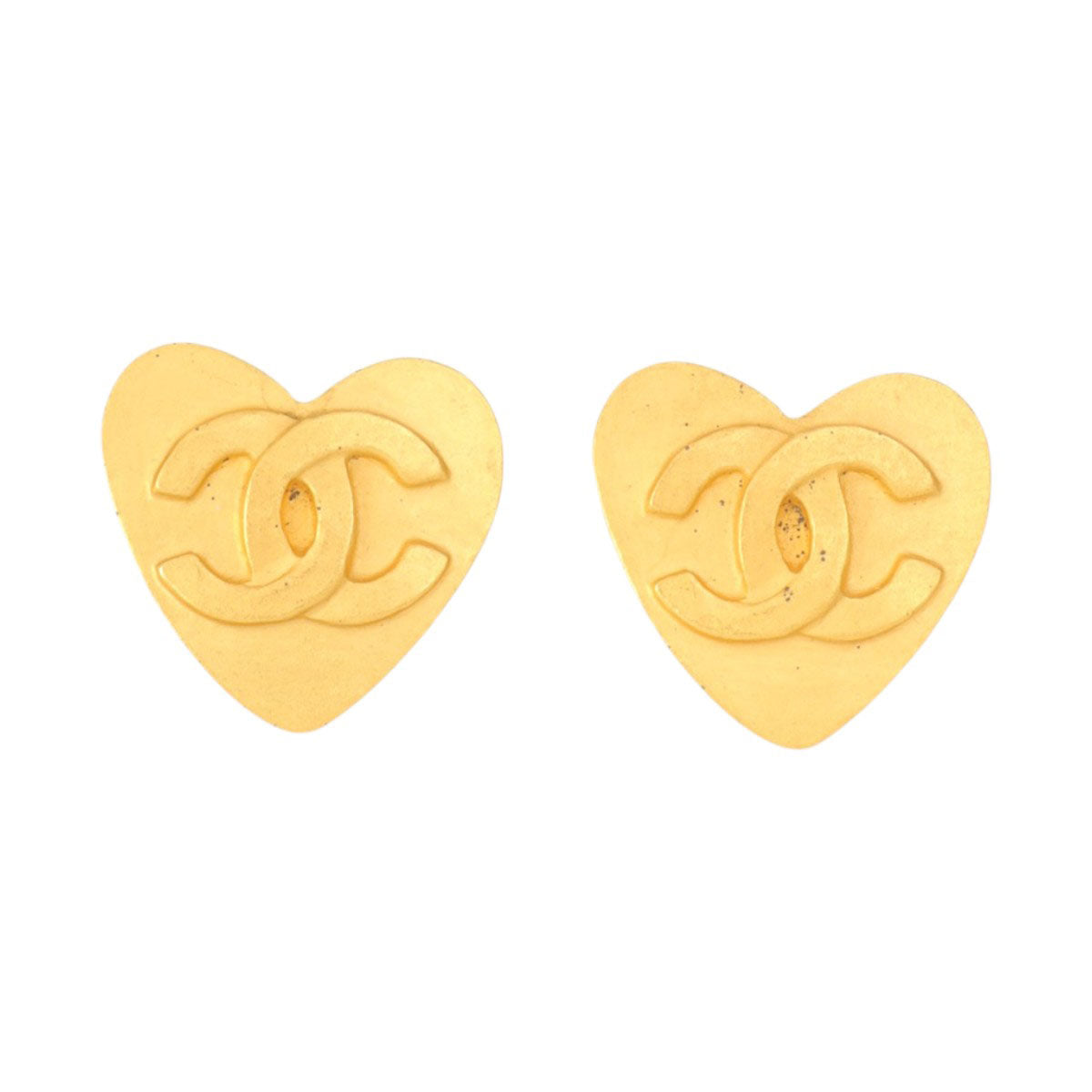 1995 Heart CC Mark Earrings Gold