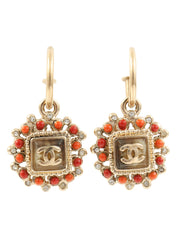 2003 Design CC Mark Earrings Gold/Orange
