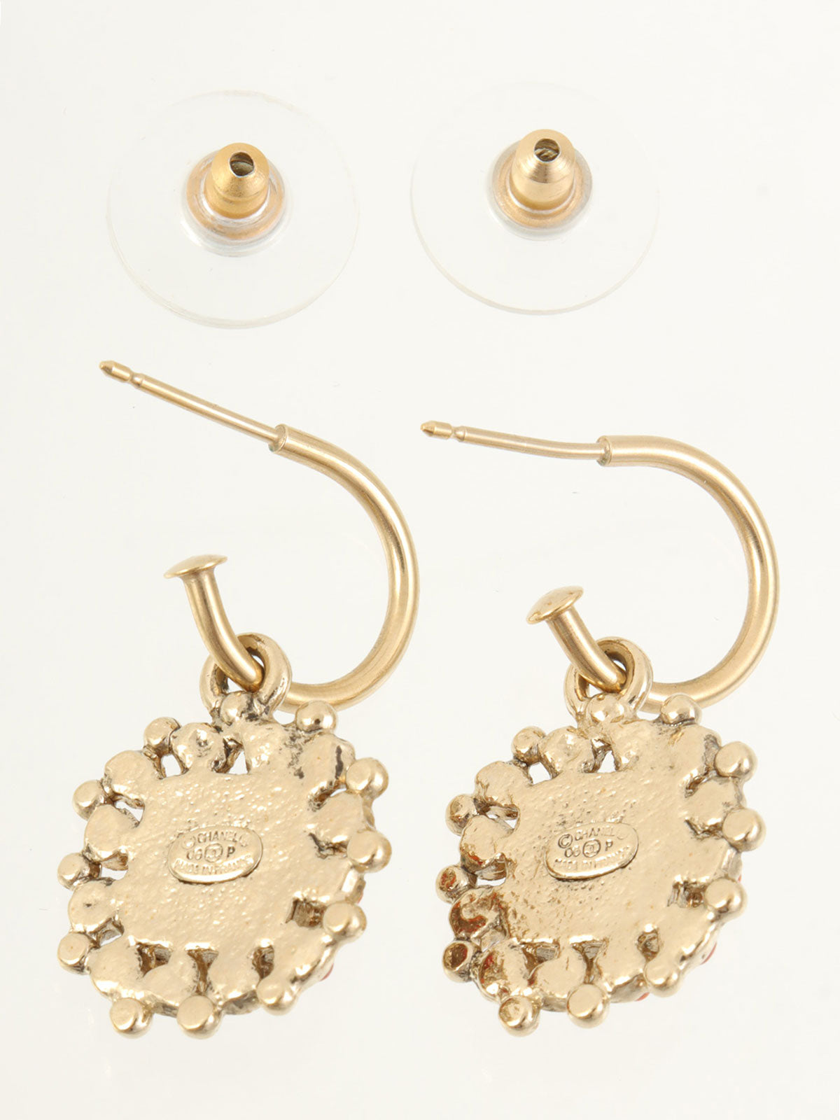 2003 Design CC Mark Earrings Gold/Orange
