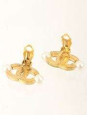2002 Pearl CC Mark Earrings Gold