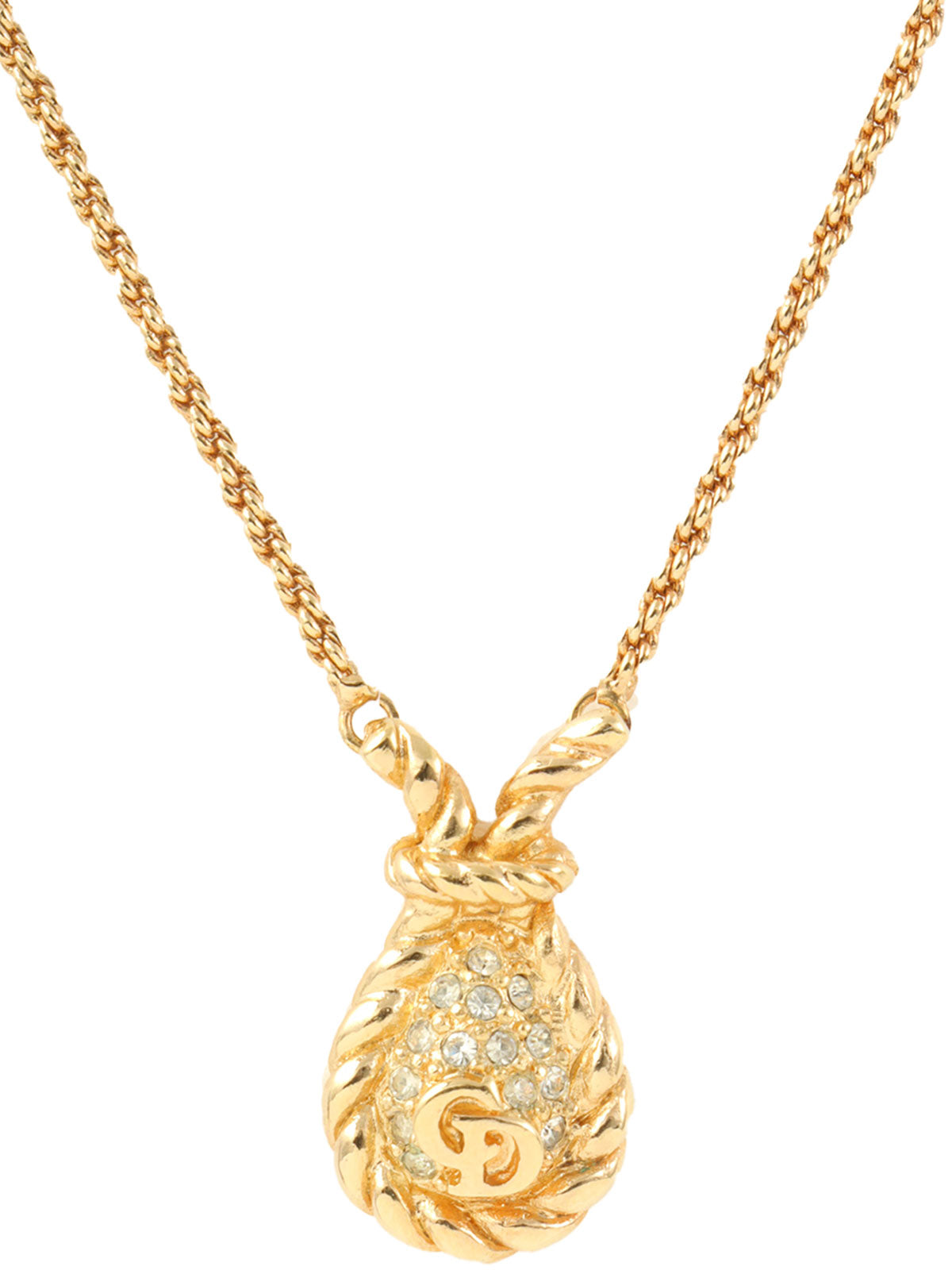 ラインストーンロゴネックレス ゴールド