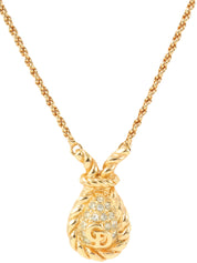 ラインストーンロゴネックレス ゴールド