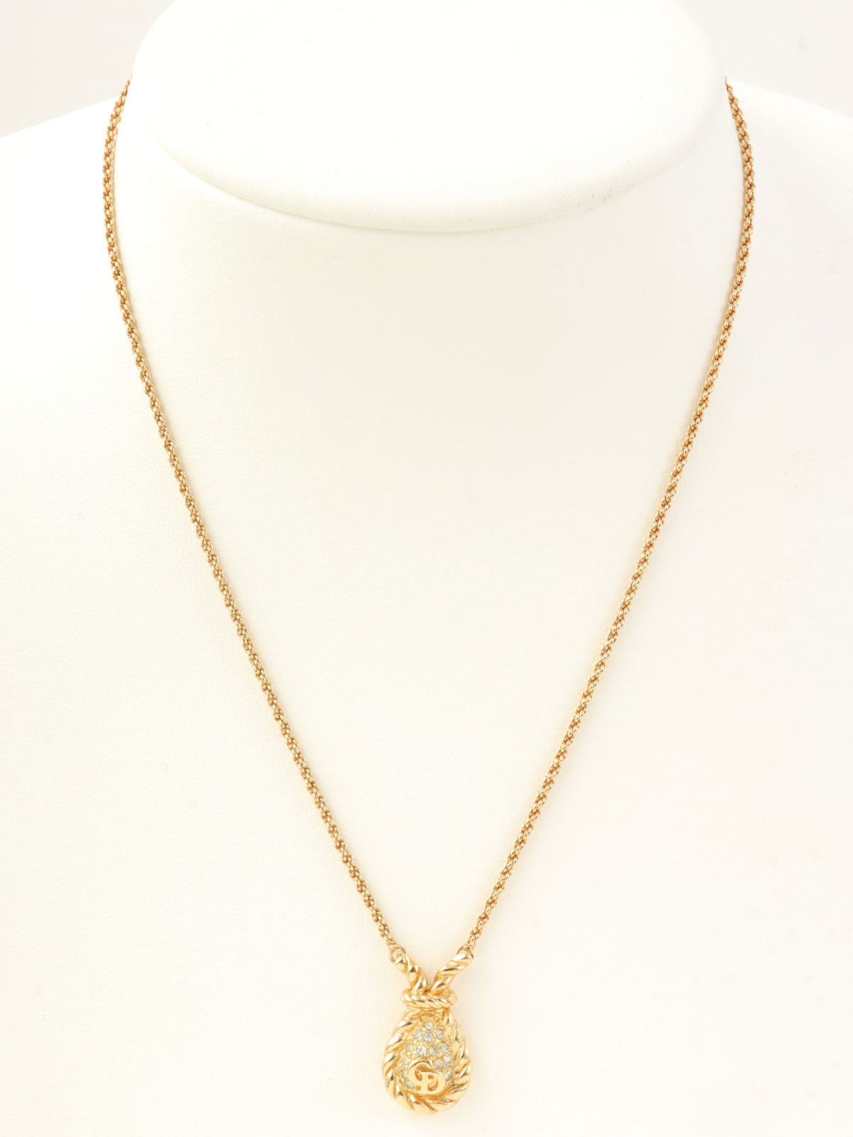 ラインストーンロゴネックレス ゴールド