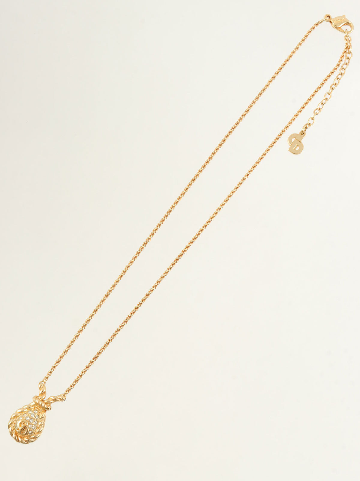 ラインストーンロゴネックレス ゴールド