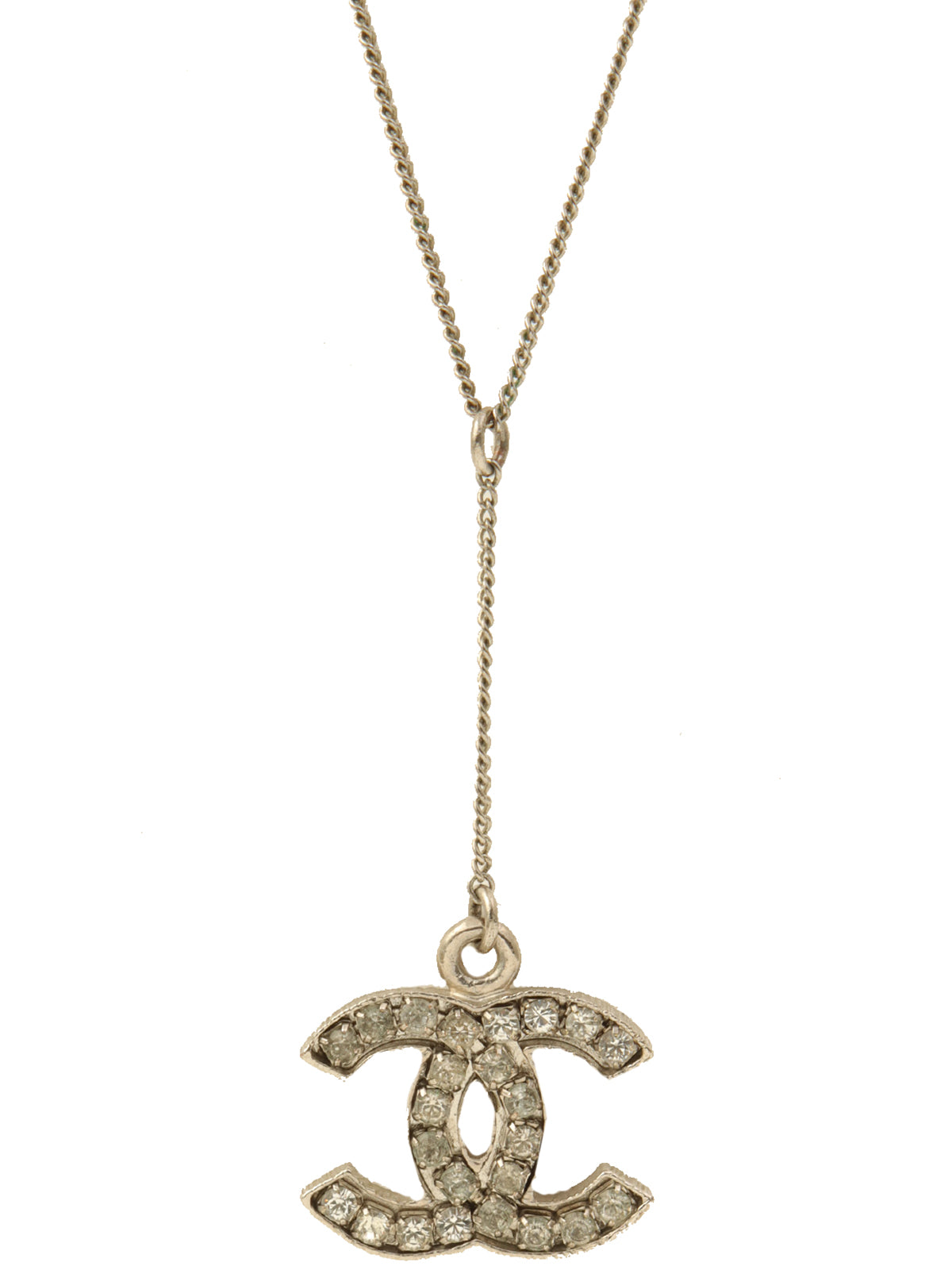 2008 Rhinestone CC Mark Swing Necklace Silver