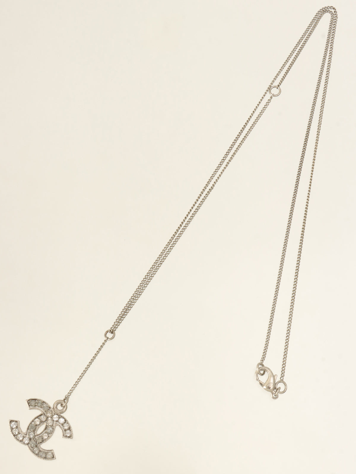 2008 Rhinestone CC Mark Swing Necklace Silver
