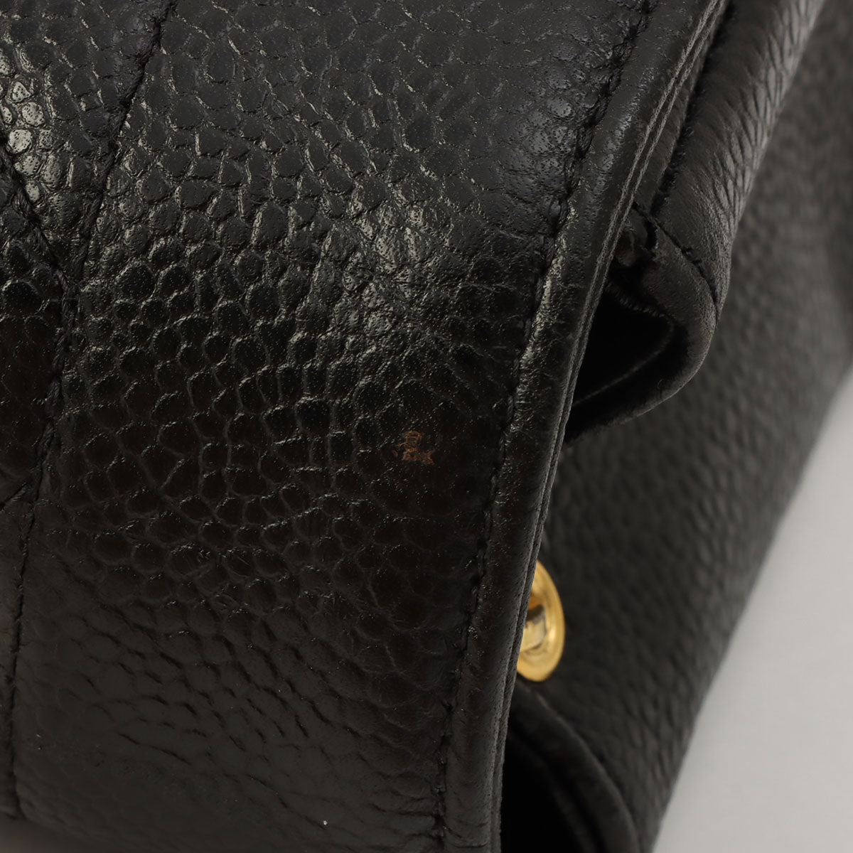 Circa 1995 Caviar Skin Diana Flap Chain Bag 25cm Black