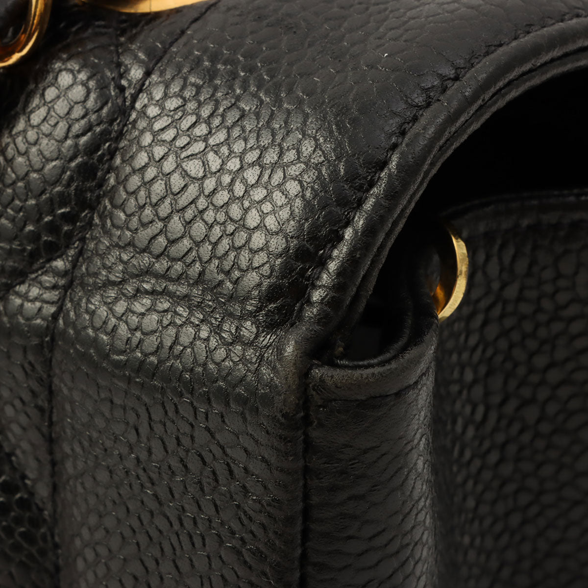 Circa 1995 Caviar Skin Diana Flap Chain Bag 25cm Black