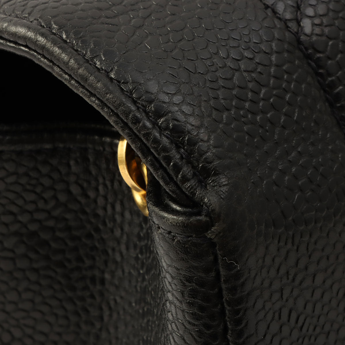 Circa 1995 Caviar Skin Diana Flap Chain Bag 25cm Black