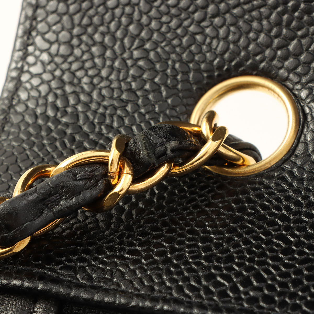 Circa 1995 Caviar Skin Diana Flap Chain Bag 25cm Black