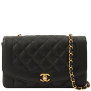 Circa 1995 Caviar Skin Diana Flap Chain Bag 25cm Black