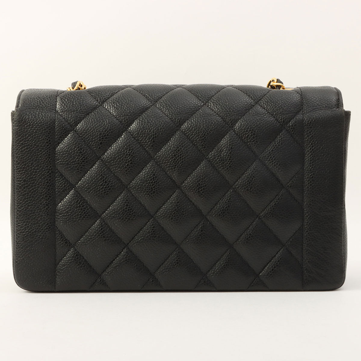Circa 1995 Caviar Skin Diana Flap Chain Bag 25cm Black