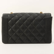Circa 1995 Caviar Skin Diana Flap Chain Bag 25cm Black