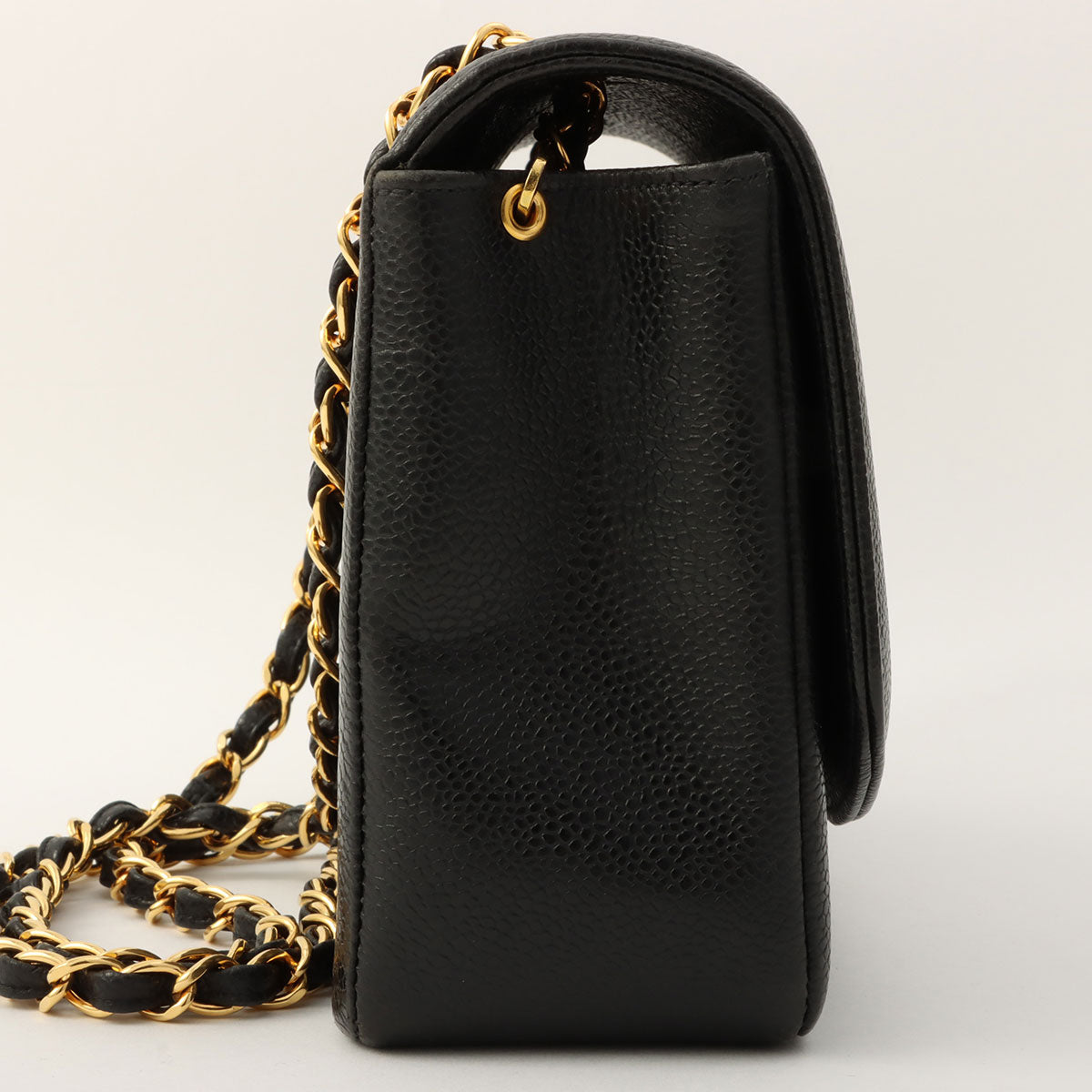 Circa 1995 Caviar Skin Diana Flap Chain Bag 25cm Black