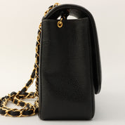 Circa 1995 Caviar Skin Diana Flap Chain Bag 25cm Black