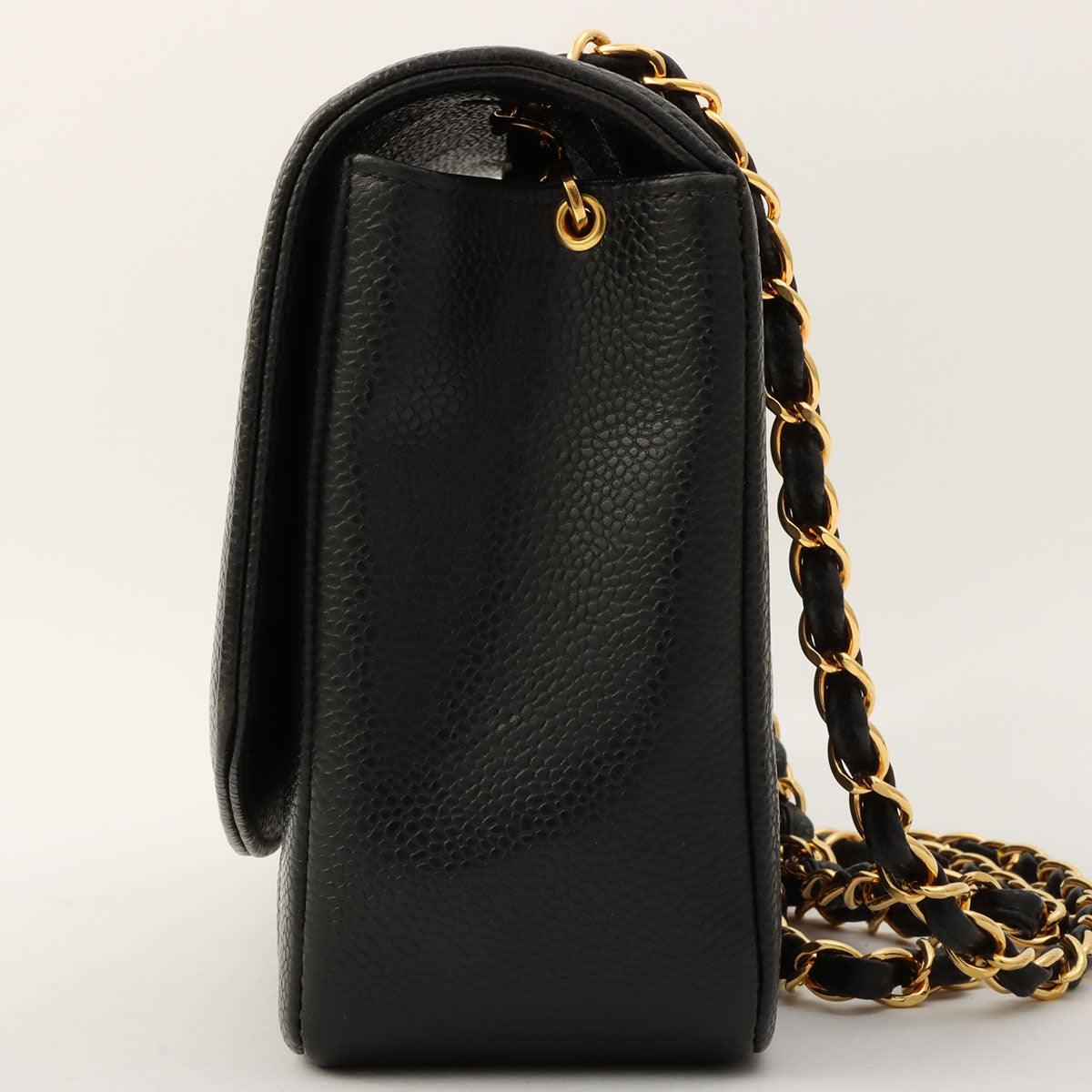 Circa 1995 Caviar Skin Diana Flap Chain Bag 25cm Black