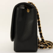 Circa 1995 Caviar Skin Diana Flap Chain Bag 25cm Black