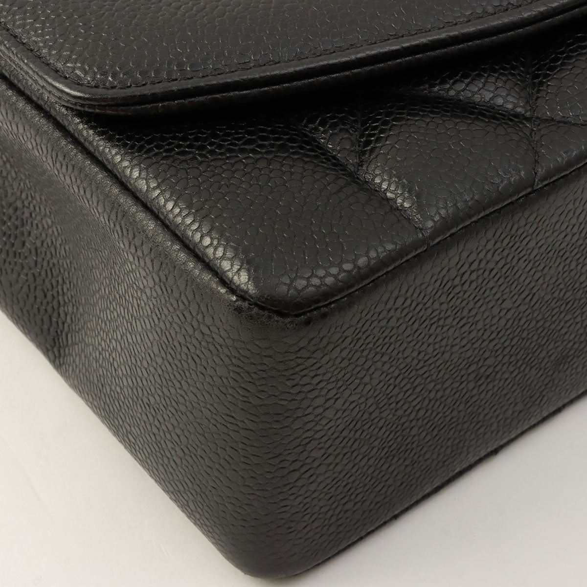 Circa 1995 Caviar Skin Diana Flap Chain Bag 25cm Black