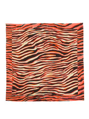 Silk Zebra Pattern Logo Scarf in Pink/Brown