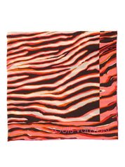 Silk Zebra Pattern Logo Scarf in Pink/Brown
