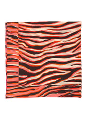 粉色/棕色丝质斑马纹Logo围巾