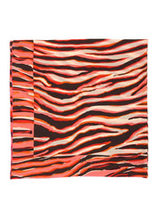 Silk Zebra Pattern Logo Scarf in Pink/Brown