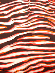 粉色/棕色丝质斑马纹Logo围巾