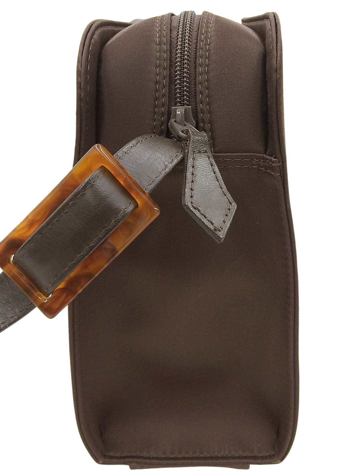 尼龙 Logo 棕色大理石纹单肩包 棕色