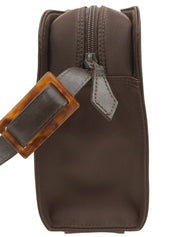 尼龙 Logo 棕色大理石纹单肩包 棕色