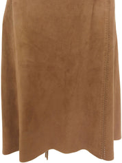 Suede Belted Fringe Skirt in Brown