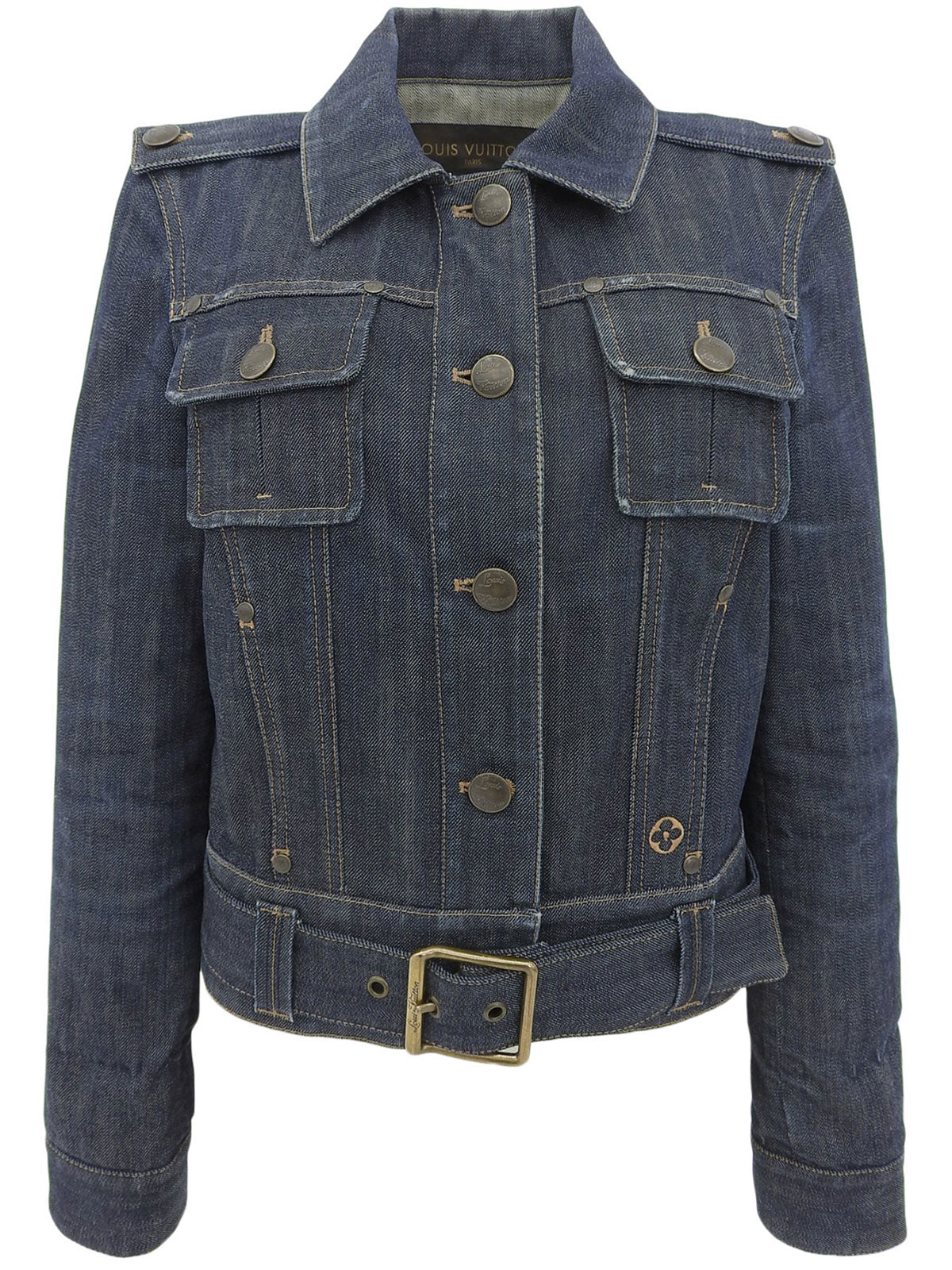 Denim Belt Ted Logo Button Jacket in Indigo