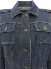 Denim Belt Ted Logo Button Jacket in Indigo