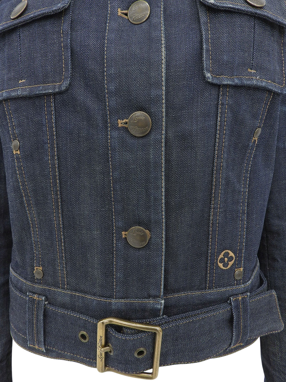 Denim Belt Ted Logo Button Jacket in Indigo