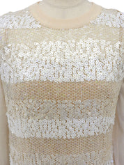 スパンコールレースデザインニットトップス アイボリー