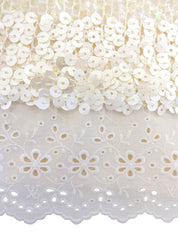 スパンコールレースデザインニットトップス アイボリー