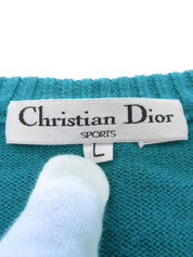 Emerald green wool logo embroidered knit vest