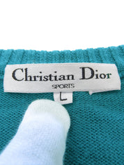 翠绿色羊毛刺绣logo针织背心