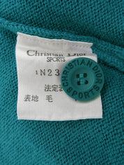 Emerald green wool logo embroidered knit vest