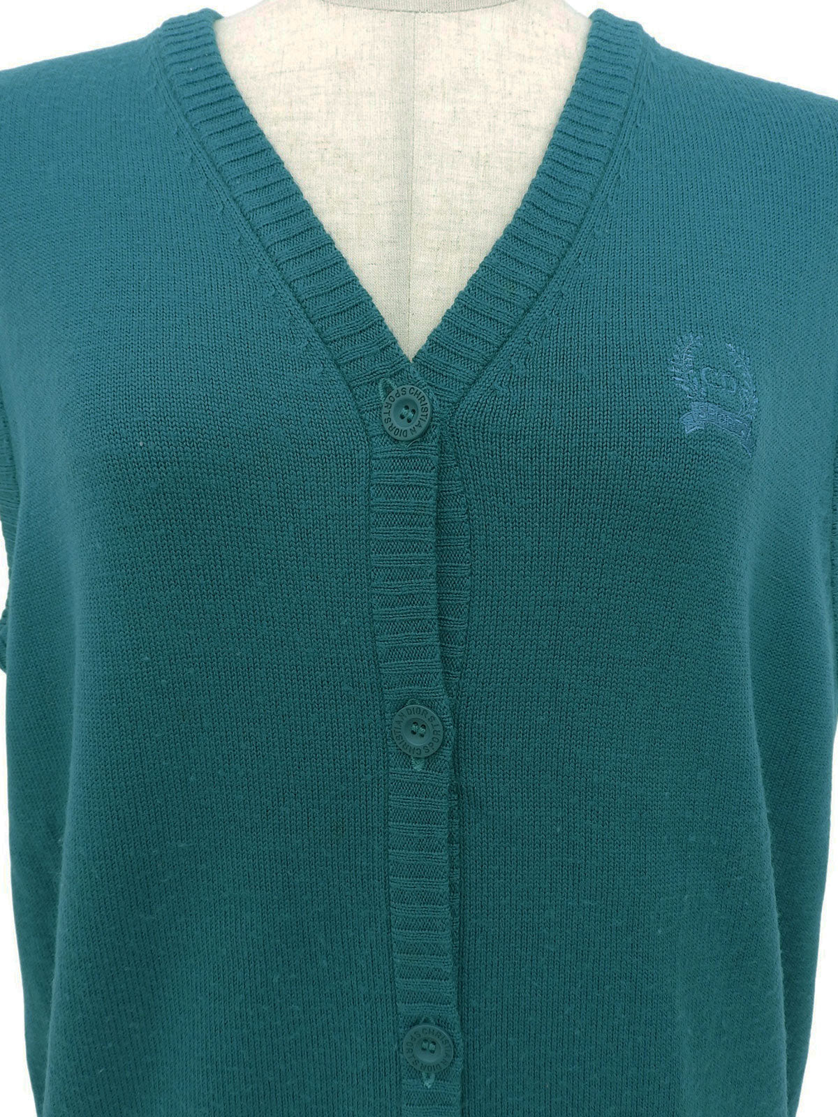 Emerald green wool logo embroidered knit vest