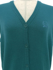 Emerald green wool logo embroidered knit vest