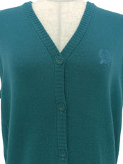 翠绿色羊毛刺绣logo针织背心