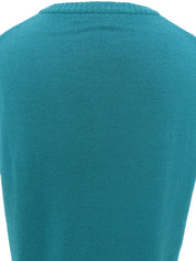 翠绿色羊毛刺绣logo针织背心