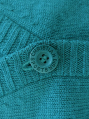 翠绿色羊毛刺绣logo针织背心