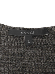 Logo Plate V-Neck Knit Top #L Gray