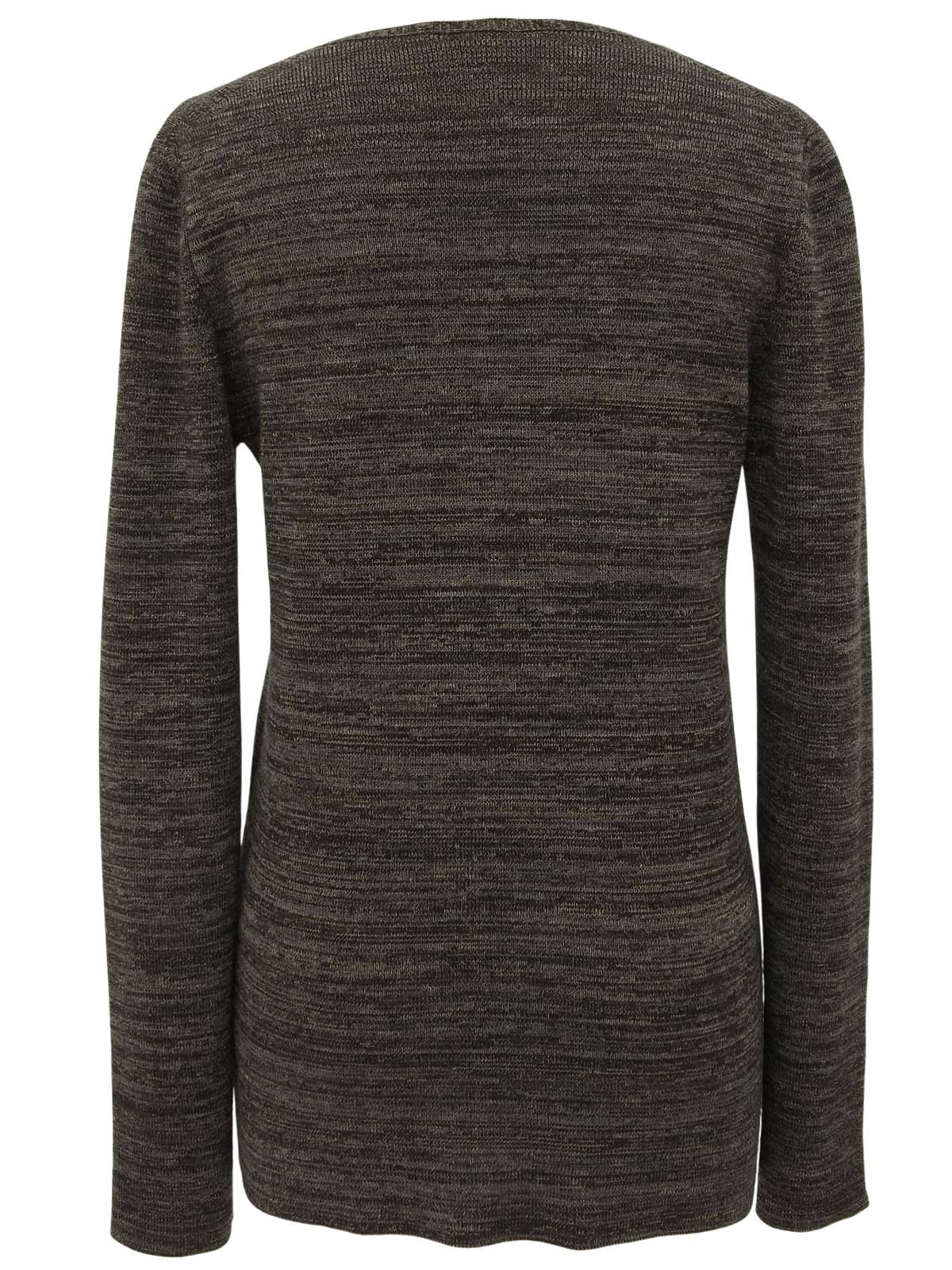 Logo Plate V-Neck Knit Top in Gray