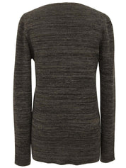 Logo Plate V-Neck Knit Top in Gray
