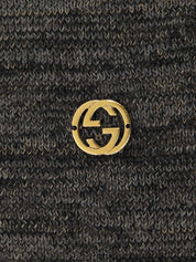 Logo Plate V-Neck Knit Top #L Gray