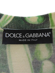 Pea Pattern Knit Vest in Off-White/Green